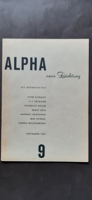 Alpha. Neue Dichtung. Nr. 9, September 1959.