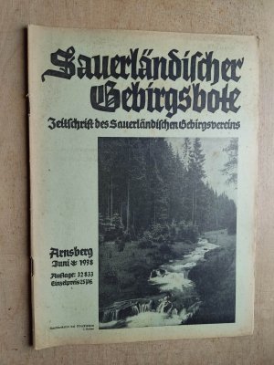 antiquarisches Buch – Sauerländischer Gebirgsverein  – Sauerländischer Gebirgsbote - Juni 1938 - Mit Inhalt