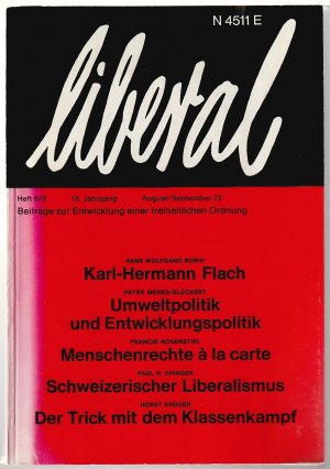 gebrauchtes Buch – Hans Wolfgang Rubin (Hrsg – liberal - Heft 8 9 - 15. Jahrgang - August September 73