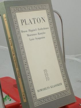 gebrauchtes Buch – Plato: Sämtlich Werke. - 2. Menon, Hippias I, Euthydemos, Menexenos, Kratylos, Lysis, Symposion