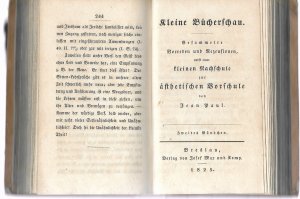 Kleine Bücherschau. Gesammelte Vorreden und Rezensionen nebst einer kleinen Nachschule zur ästhetischen Vorschule. 2 Bände in 1 Band.