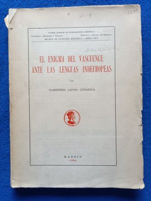 antiquarisches Buch – CASTRO GUISASOLA – EL ENIGMA DEL VASCUENCE ANTE LAS LENGUAS INDOEUROPEAS