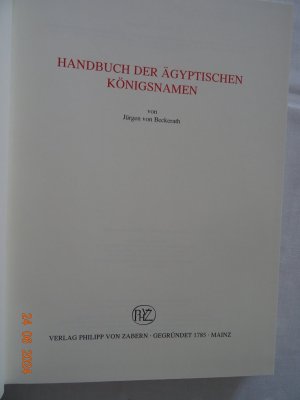 gebrauchtes Buch – Beckerath, Jürgen von – Handbuch der altägyptischen Königsnamen