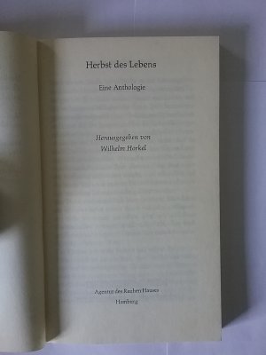 gebrauchtes Buch – Wilhelm Horkel – Herbst des Lebens.