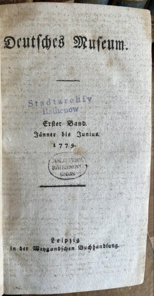 antiquarisches Buch – Boie, Heinrich Christian  – Deutsches Museum. Jargänge 1778, 1779, 1780, 1781, 1782  . 10 Bände.