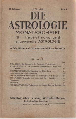 antiquarisches Buch – Verschiedene – Die Astrologie Monatsschrift Juni 1929