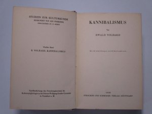 antiquarisches Buch – Ewald Volhard – Kannibalismus. (= Studien zur Kulturkunde, 5. Bd.)