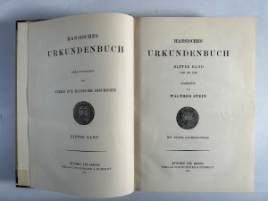 antiquarisches Buch – Höhlbaum, Konstantin, Walther Stein Hans-Gerd von Rundstedt u. a. – Hansisches Urkundenbuch. Bd. 1, 2, 3, 5, 7/1, 8, 9 und 11. Acht Bände im Konvolut.