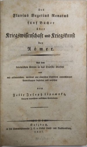 Fünf Bücher über Kriegswissenschaft und Kriegskunst der Römer.