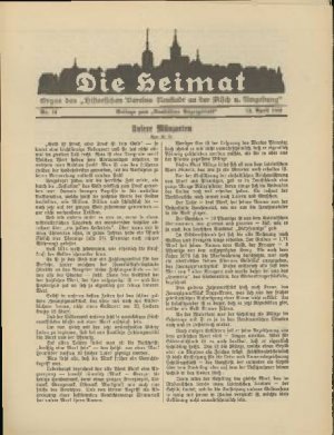 antiquarisches Buch – Die Heimat. Organ des historischen Vereins Neustadt an der Aisch u. Umgebung. Beilage zum Neustädter Anzeigenblatt. Nr. 14. 13. April 1933