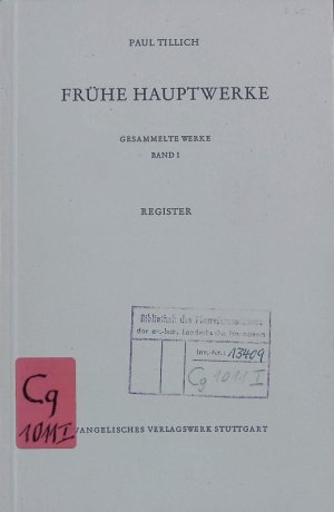 Frühe Hauptwerke, Register.