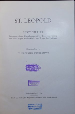 St. Leopold. Festschrift.