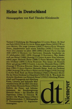 gebrauchtes Buch – Kleinknecht, Karl Theodor – Heine in Deutschland. Dokumente seiner Rezeption 1834-1956.