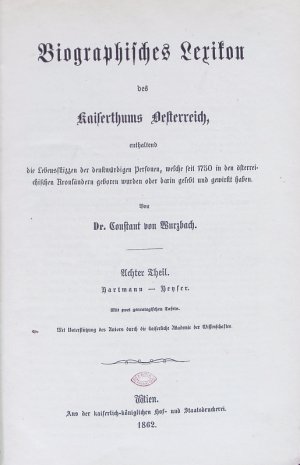 Biographisches Lexikon des Kaiserthums Oesterreich. Achter Theil.