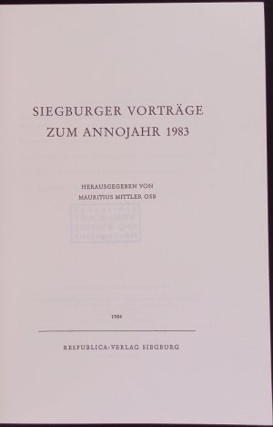 gebrauchtes Buch – Siegburger Vorträge zum Annojahr 1983. Siegburger Studien.