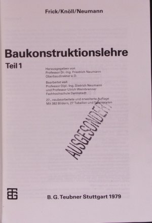 Baukonstruktionslehre. 1.