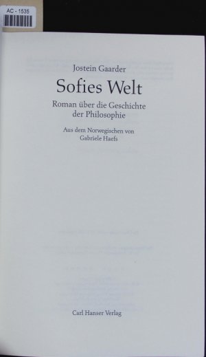 gebrauchtes Buch – Jostein Gaarder – Sofies Welt.