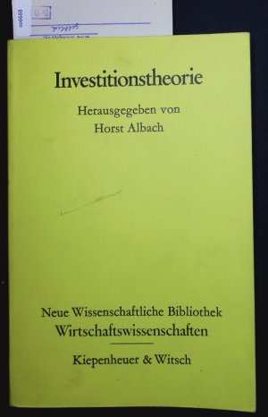 gebrauchtes Buch – Horst Albach – Investitionstheorie.