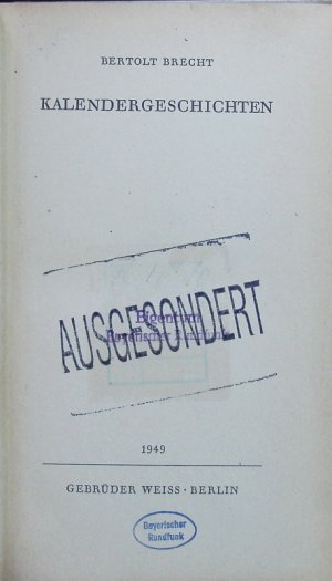 antiquarisches Buch – Bertolt Brecht – Kalendergeschichten.