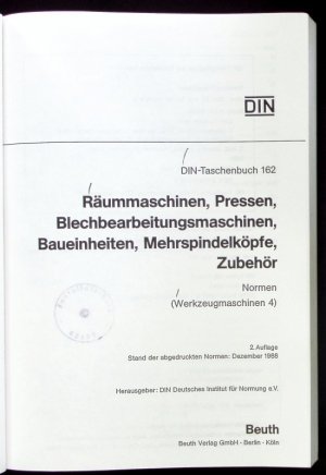 Räummaschinen, Pressen, Blechbearbeitungsmaschinen, Baueinheiten, Mehrspindelköpfe, Zubehör.