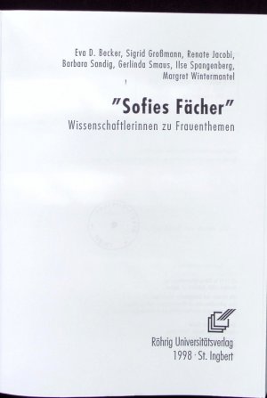 gebrauchtes Buch – Becker, Eva D – Sofies Fächer.