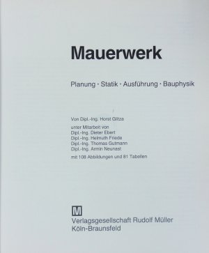 gebrauchtes Buch – Horst Glitza – Mauerwerk.