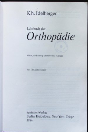 gebrauchtes Buch – Karlheinz Idelberger – Lehrbuch der Orthopädie.