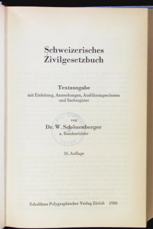 Schweizerisches Zivilgesetzbuch.