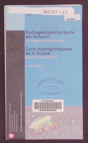 Hydrogeologische Karte der Schweiz. Grundwasservorkommen Carte hydrogéologique de la Suisse : réservoirs aquifères.