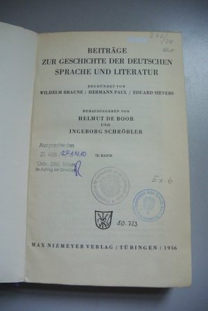 BEITRÄGE ZUR GESCHICHTE DER DEUTSCHEN SPRACHE UND LITERATUR; Bd. 78.