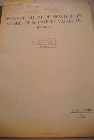 antiquarisches Buch – Rossum, Bob van – Geologie du Pli de Montpellier au sud de St. Paul-et-Valmalle (Herault) Proefschrift.