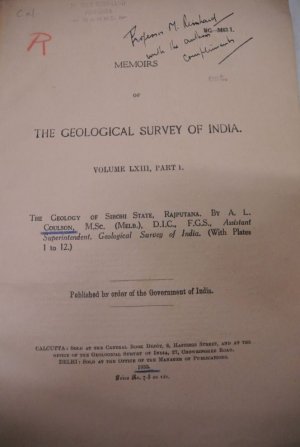 The Geology of Sirohi State, Rajputana. Memoirs of the Geological Survey of India. Vol. LXIII, Pt. 1.