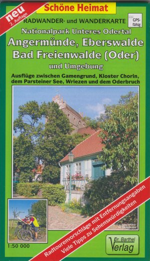 gebrauchtes Buch – Radwander- und Wanderkarte Angermünde, Eberswalde, Bad Freienwalde (Oder) und Umgebung - Ausflüge zwischen Gamengrund, Kloster Chorin, dem Parsteiner See, Wriezen und dem Oderbruch. 1:50000