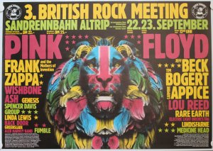 3. British Rock Meeting, Festival, Pink Floyd Zappa Genesis Poster, Plakat, 1973