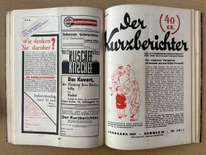 2 Bände): Der Kurzberichter. - Das zeitgemässe Nachrichtenblatt für den Wirtschaftspraktiker. (Jahrgang 1932 Nummer 10 - Nummer 29 in 2 Bänden gebunden […]