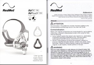 gebrauchtes Buch – ResMed – Gebrauchsanweisung - ResMed AirFit F20 + Anhang zur Gebrauchsanweisung