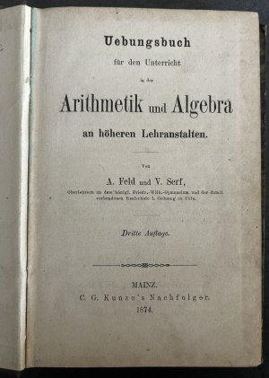 Arithmethik und Algebra an höheren Lehranstalten