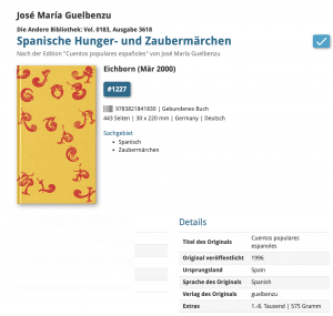 gebrauchtes Buch – Guelbenzu, José M – Spanische Hunger- und Zaubermärchen / Die Andere Bibliothek Bd. 183