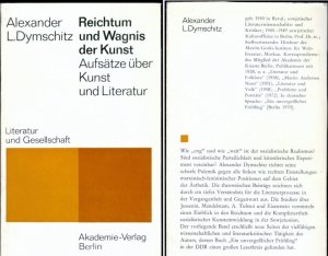 gebrauchtes Buch – Alexander L. – Reichtum und Wagnis der Kunst: Aufsätze über Kunst und Literatur