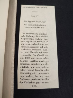 gebrauchtes Buch – Andreas Heusler – Die Saga vom weisen Njal. Eine Island Saga