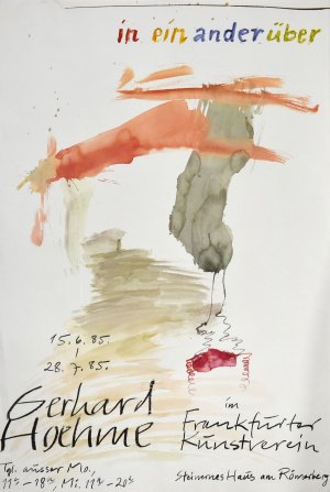 in ein ander über., Frankfurter Kunstverein, Steinernes Haus am Römerberg, 15.6.85 - 28.7.85. [Original-Ausstellungsplakat / original exhibition poster.]