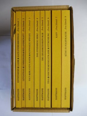 gebrauchtes Buch – Literatur/Autoren/Deutschland/Erzählungen/Kultautoren/Kulturgeschichte/Literaturwissenschaft/Geisteswissenschaft - Schmidt *, Arno – ARNO SCHMIDT * - DAS ERZÄHLERISCHE WERK IN 8 BÄNDEN - ZÜRCHER-KASSETTE. KOMPLETT.