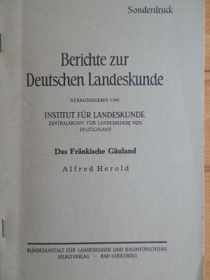 Das Fränkische Gäuland. Preisschrift.