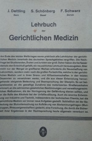 antiquarisches Buch – J. Dettling, S – Lehrbuch der gerichtlichen Medizin (als Sonderabdruck herausgegeben)