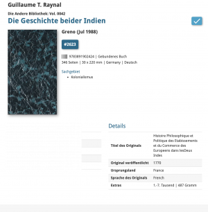 Die Geschichte beider Indien / Die Andere Bibliothek Bd. 42