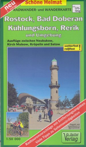 gebrauchtes Buch – Radwander- und Wanderkarte Rostock, Bad Doberan, Kühlungsborn, Rerik und Umgebung - Ausflüge zwischen Neubukow, Kirch Mulsow, Kröpelin und Satow. 1:50000