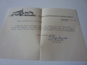 Vierteiliges Konvolut, Knabenmittelschule Heilig-Kreuz, Donauwörth - 1956