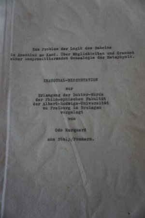 Zum Problem der Logik des Scheins im Anschluß an Kant. Über Möglichkeiten und Grenzen einer kompromittierenden Genealogie der Metaphysik. Inaugural-Dissertation […]