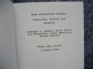 gebrauchtes Buch – Neitzel Renate - Eva Mienhardt - Hellmut G – Horch, edds pfeifd a andrar Weed - Neue schwäbische Mundart - Gschichda. Gedichd ond Schbrich