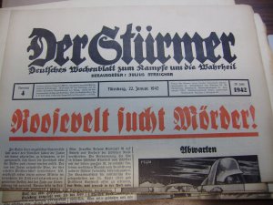 Der Stürmer 22. Januar 1942, Nr. 4, Roosewelt sucht Mörder!